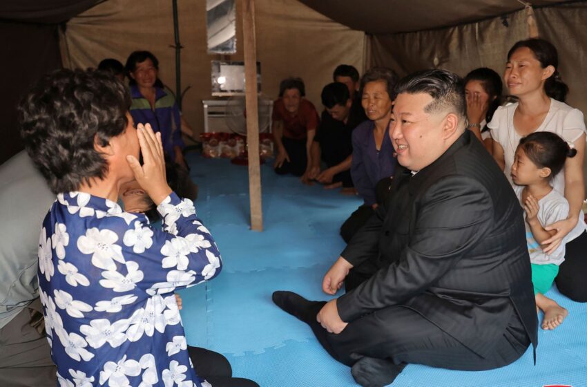  Kim Jong Un visits victims of catastrophic floods – as he rejects offer of outside help